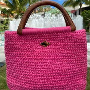 Handwoven Purse with wooden handles